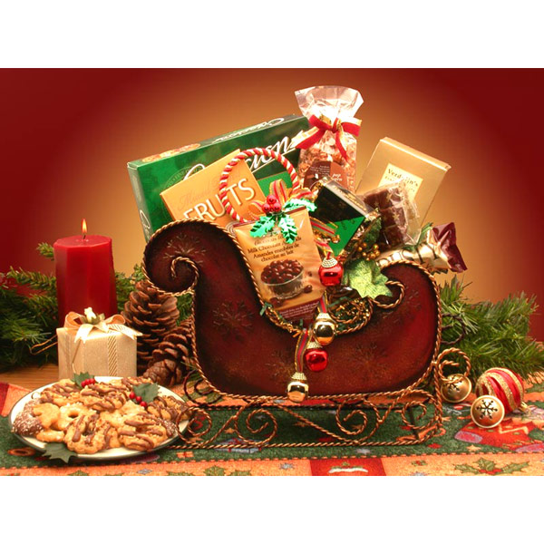 Elegant Gift Baskets Online Seasons Greetings Holiday Sleigh Gift Set, Medium Size, 1 Set, Elegant Gift Baskets Online