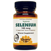 Country Life Selenium 100 mcg Yeast Free 90 Tablets, Country Life
