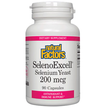 Natural Factors Seleno Excell 200mcg, Selenium Yeast, 90 Capsules, Natural Factors