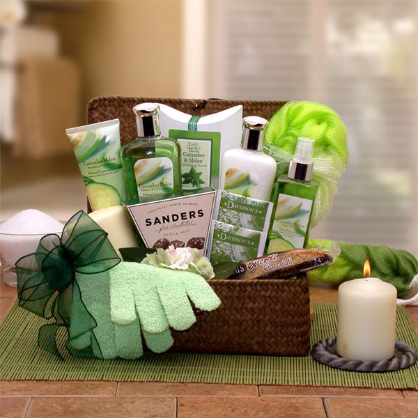 Elegant Gift Baskets Online Serenity Spa Cucumber & Melon Gift Chest, Elegant Gift Baskets Online
