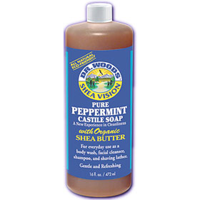 Dr. Woods Shea Vision, Pure Peppermint Castile Soap with Organic Shea Butter, 32 oz, Dr. Woods