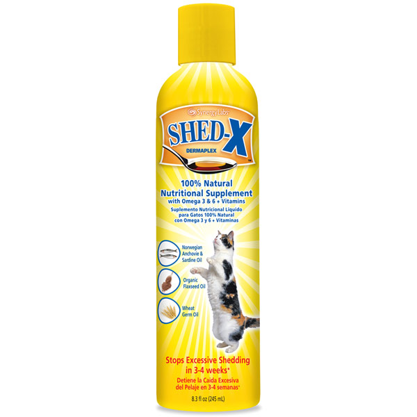 Synergy Labs Shed-X Dermaplex Shed Control Nutritional Supplement for Cats, with Omega 3 & 6 + Vitamins, 8 oz, Synergy Labs