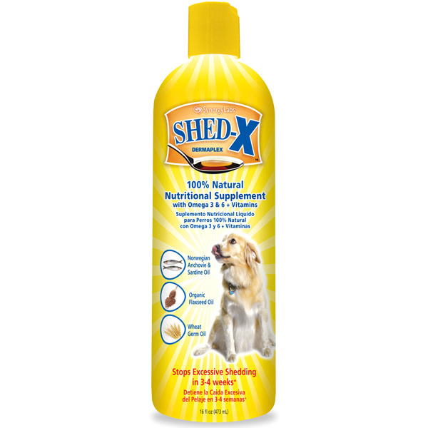 Synergy Labs Shed-X Dermaplex Shed Control Nutritional Supplement for Dogs, for Optimum Coat & Skin Condition, 16 oz, Synergy Labs
