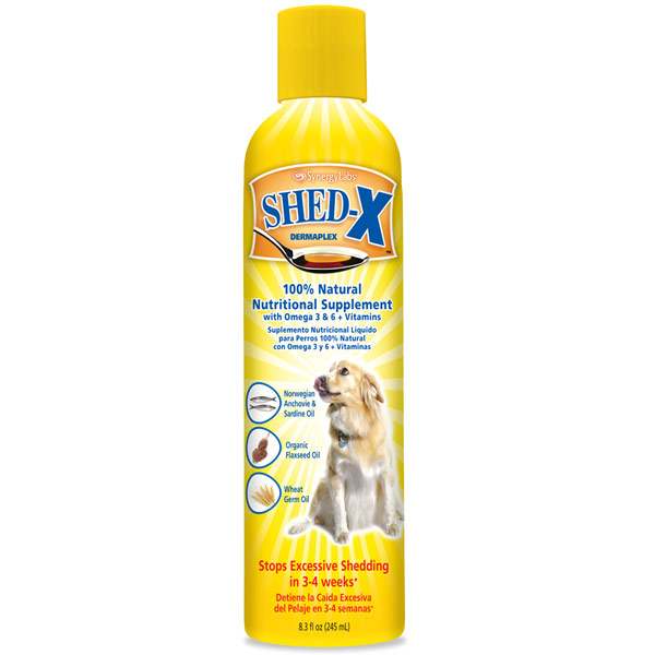 Synergy Labs Shed-X Dermaplex Shed Control Nutritional Supplement for Dogs, with Omega 3 & 6 + Vitamins, 8 oz, Synergy Labs