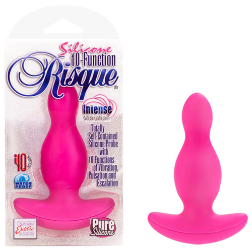 California Exotic Novelties Silicone 10-Function Risque, Vibrating Anal Plug, Pink, California Exotic Novelties