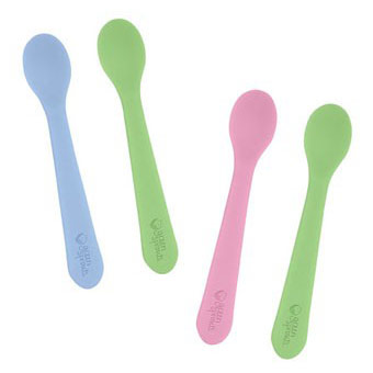 unknown Silicone First Spoon, Baby's Feeding Spoon, Assorted Colors, 2 Pack, Green Sprouts