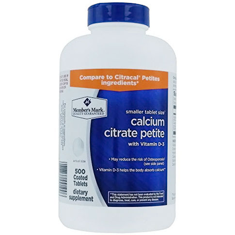 Member's Mark Member's Mark Calcium Citrate Petite with Vitamins D3 & K, 500 Coated Tablets