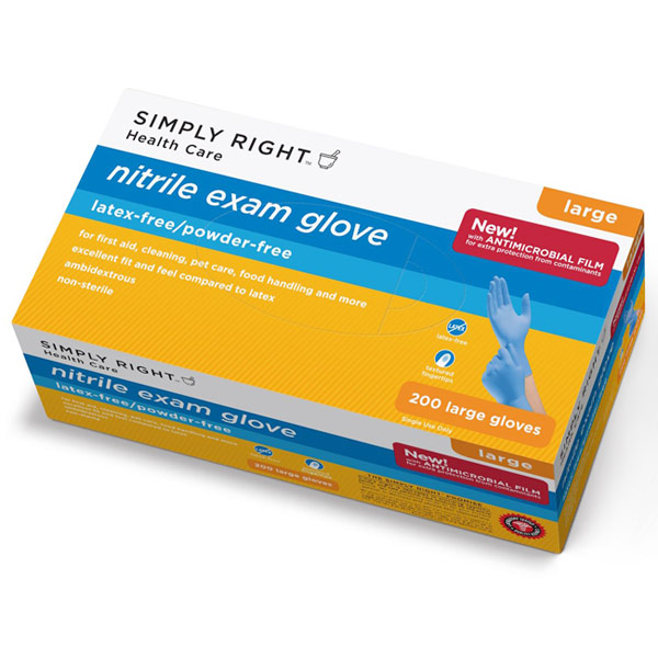 Simply Right Simply Right Latex Free Nitrile Exam Glove, Large, 200 Gloves