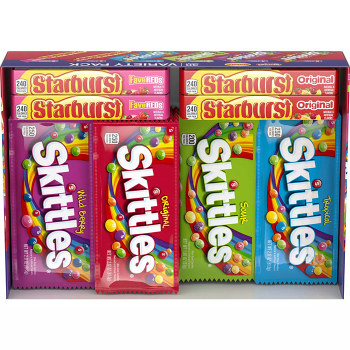 Skittles/Starburst Skittles & Starburst Variety Pack, Candy & Fruit Chews, 30 ct