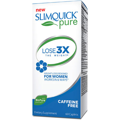 SlimQuick Laboratories SlimQuick Pure Caffeine Free Weight Loss Supplement for Women, 72 Caplets