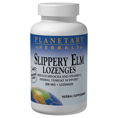 Planetary Herbals Slippery Elm Lozenge 200 mg Tangerine, 200 Lozenges, Planetary Herbals