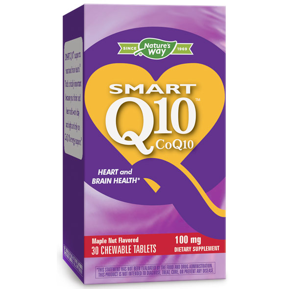 Enzymatic Therapy SMART Q10 CoQ10 100 mg, Maple Nut, 30 Chewable Tablets, Enzymatic Therapy