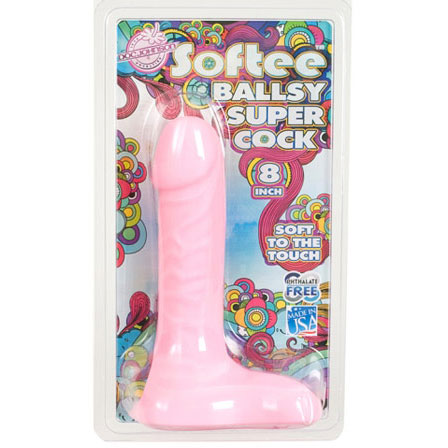 Doc Johnson Softee Ballsy Super Cock Dildo, 8 Inch, Cotton Candy, Doc Johnson