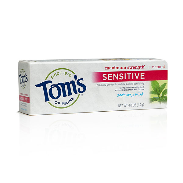 Tom's of Maine Maximum Strength Sensitive Fluoride Toothpaste, Soothing Mint, 4 oz, Tom's of Maine