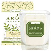 Aroma Naturals Soy VegePure Square Glass Candle with Essential Oils - Meditation, 1 ct, Aroma Naturals