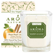 Aroma Naturals Soy VegePure Square Glass Candle with Essential Oils - Peace Pearl, 1 ct, Aroma Naturals