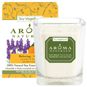 Aroma Naturals Soy VegePure Square Glass Candle with Essential Oils - Relaxing, 1 ct, Aroma Naturals