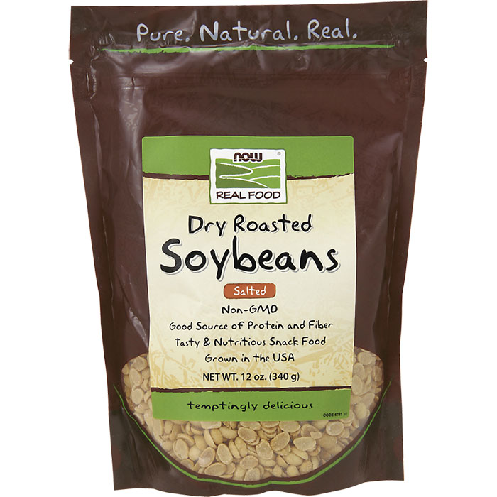 NOW Foods Soybeans Dry Roasted and Salted Non-GMO, 12 oz, NOW Foods