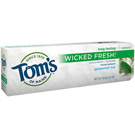 Tom's of Maine Wicked Fresh Fluoride Toothpaste, Spearmint Ice, 5.2 oz, Tom's of Maine