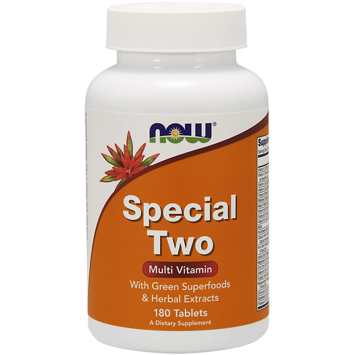 NOW Foods Special Two Multiple Vitamins with Green Superfoods 180 Tabs, NOW Foods