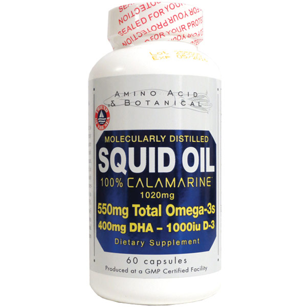 Amino Acid & Botanical Supply Squid Oil with Vitamin D, 120 Capsules, Amino Acid & Botanical Supply
