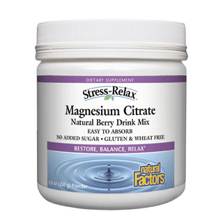 Natural Factors Stress-Relax Magnesium Citrate Drink Mix Powder - Tropical, 250 g, Natural Factors