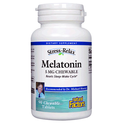 Natural Factors Stress-Relax Melatonin 5 mg Sublingual, 90 Chewable Tablets, Natural Factors