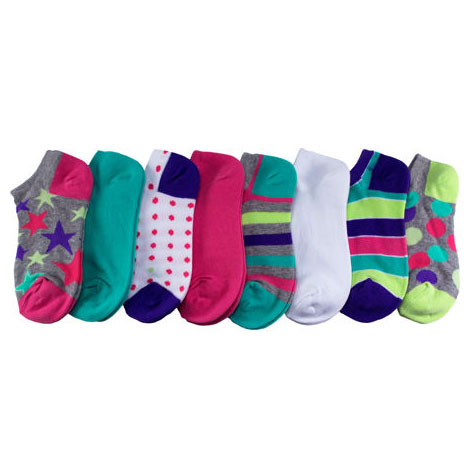 Stride Rite Stride Rite Girl's No-Show Sock - Party Star, 8 Pack