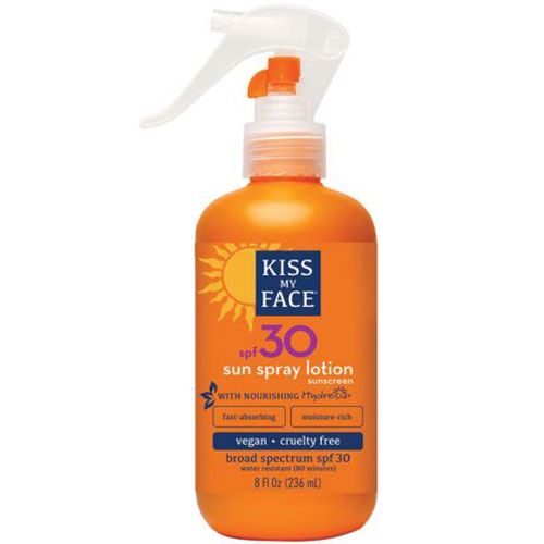 Kiss My Face Sun Spray Lotion SPF 30 Fragrance-Free Sunscreen, 8 oz, Kiss My Face