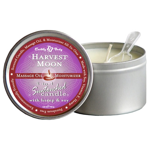Earthly Body 3-in-1 Suntouched Massage Candle with Hemp & Soy, Harvest Moon, 6.8 oz, Earthly Body