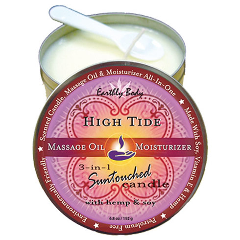 Earthly Body 3-in-1 Suntouched Massage Candle with Hemp & Soy, High Tide, 6.8 oz, Earthly Body