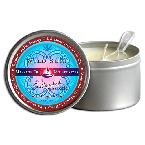 Earthly Body 3-in-1 Suntouched Massage Candle with Hemp & Soy, Wild Surf, 6.8 oz, Earthly Body