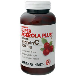 American Health Super Acerola Plus Natural Vitamin C Chewable 500mg 100 wafers from American Health