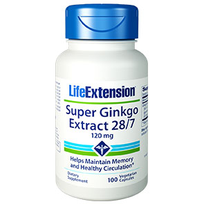 Life Extension Super Ginkgo Extract 28/7, 100 Vegetarian Capsules, Life Extension