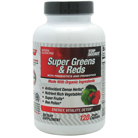 Top Secret Nutrition Super Greens & Reds, 120 Veggie Capsules, Top Secret Nutrition