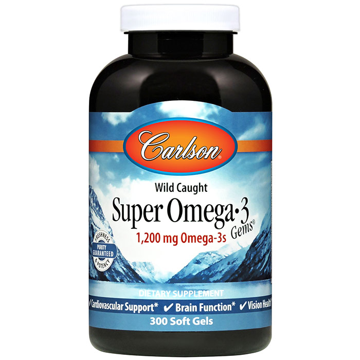 Carlson Laboratories Super Omega-3 Gems Fish Oil, 300 Softgels, Carlson Labs