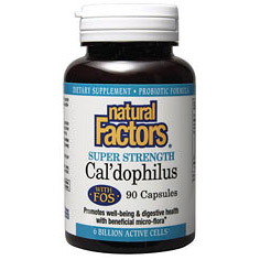 Natural Factors Super Strength Cal'dophilus with FOS Non-Dairy 90 Capsules, Natural Factors
