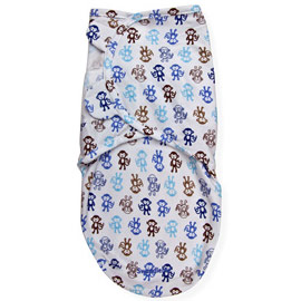 Summer Infant SwaddleMe Cotton Adjustable Infant Wrap Blanket, Small/Medium, Lil Monkey Blue, Summer Infant