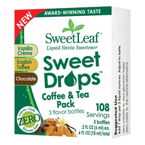 Wisdom Natural Brands SweetLeaf Stevia Sweet Drops Coffee & Tea Pack, 3 Flavor Bottles, Wisdom Natural Brands