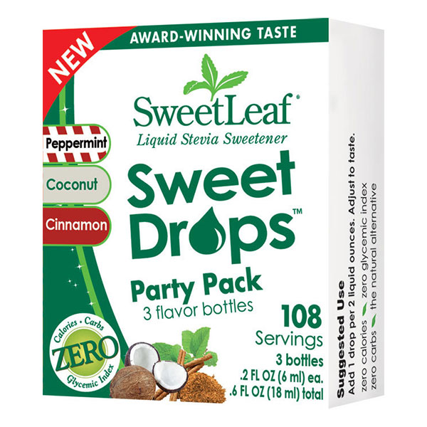 Wisdom Natural Brands SweetLeaf Stevia Sweet Drops Party Pack, 3 Flavor Bottles, Wisdom Natural Brands