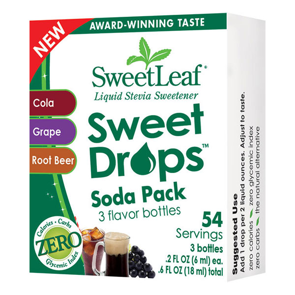 Wisdom Natural Brands SweetLeaf Stevia Sweet Drops Soda Pack, 3 Flavor Bottles, Wisdom Natural Brands