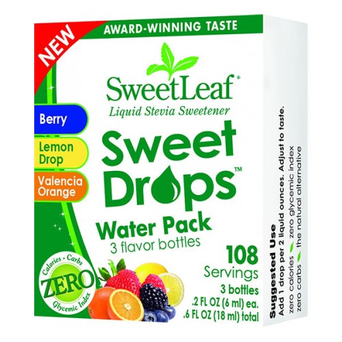 Wisdom Natural Brands SweetLeaf Stevia Sweet Drops Water Pack, 3 Flavor Bottles, Wisdom Natural Brands