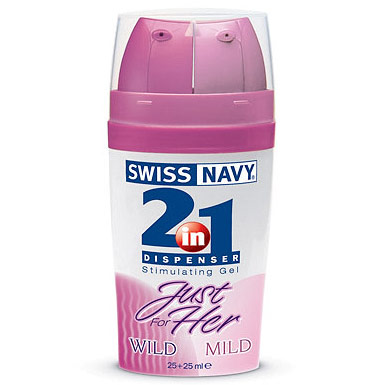 MD Science Lab Swiss Navy 2-in-1 Dispenser, Just For Her Stimulating Gels (Featuring the Mild to Wild Effect), 25+25 ml, MD Science Lab