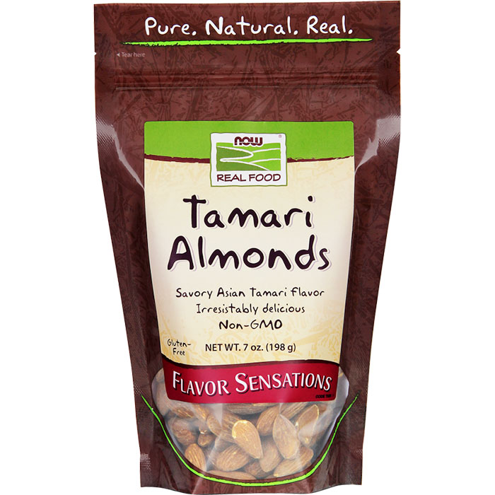 NOW Foods Tamari Almonds, Non-GMO, 7 oz, NOW Foods