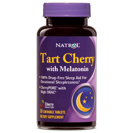 Natrol Tart Cherry with Melatonin Chewable, Sleep Aid, 30 Tablets, Natrol