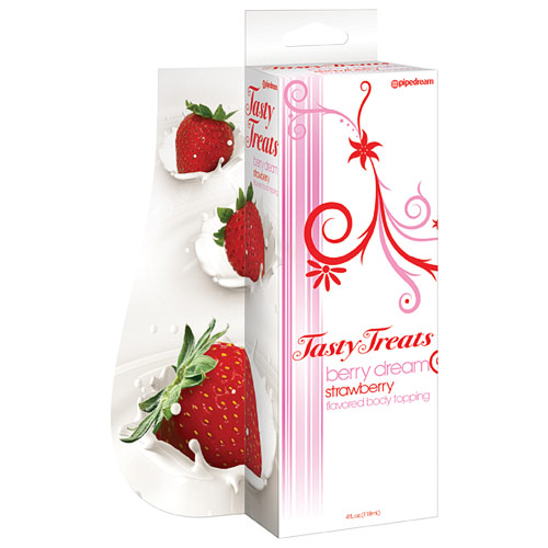 Pipedream Products Tasty Treats Berry Dream Strawberry Flavored Body Topping, 4 oz, Pipedream Products