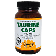 Country Life Taurine 500 mg w/B-6 50 Vegicaps, Country Life