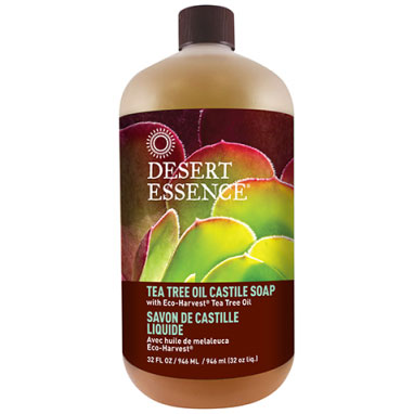Desert Essence Tea Tree Oil Castile Liquid Soap Refill 32 oz, Desert Essence