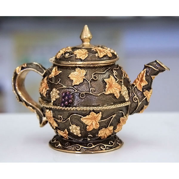 Jewelry Gift Box Teapot Gilt Jewelry Gift Box with Fine Crystals
