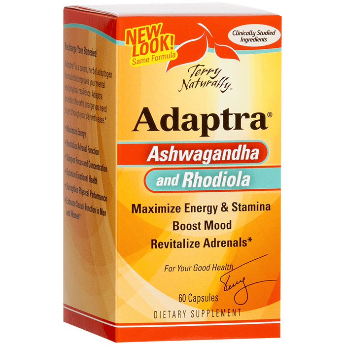 EuroPharma, Terry Naturally Terry Naturally Adaptra, Stress Relief with Ashwagandha & Rhodiola, 60 Capsules, EuroPharma